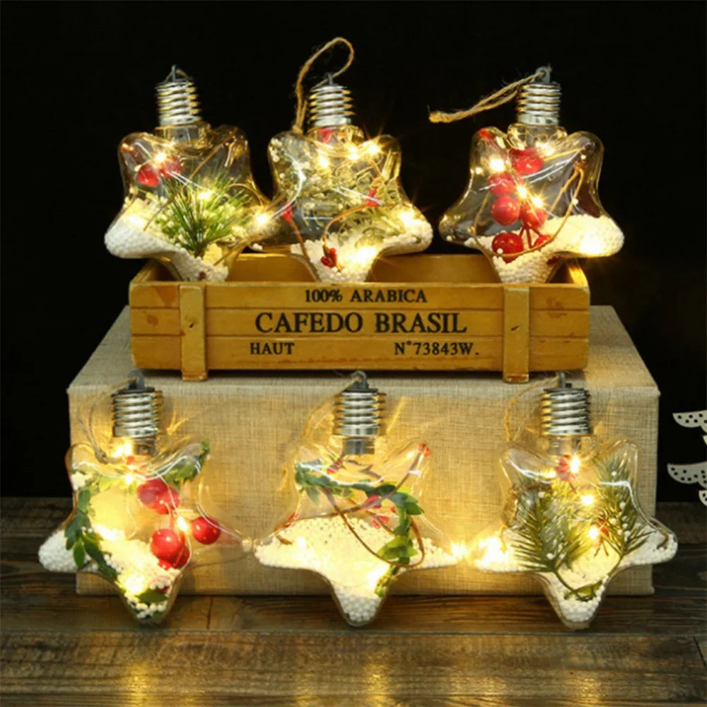 LED Weihnachtsstern Ornament | Transparent | Warmes Leuchten | 10 cm