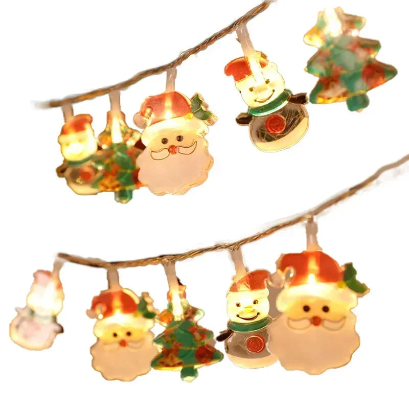 Weihnachts-Lichterkette | LED Girlande mit Weihnachtsmann & Schneemann | Batteriebetrieben | Warmweiß