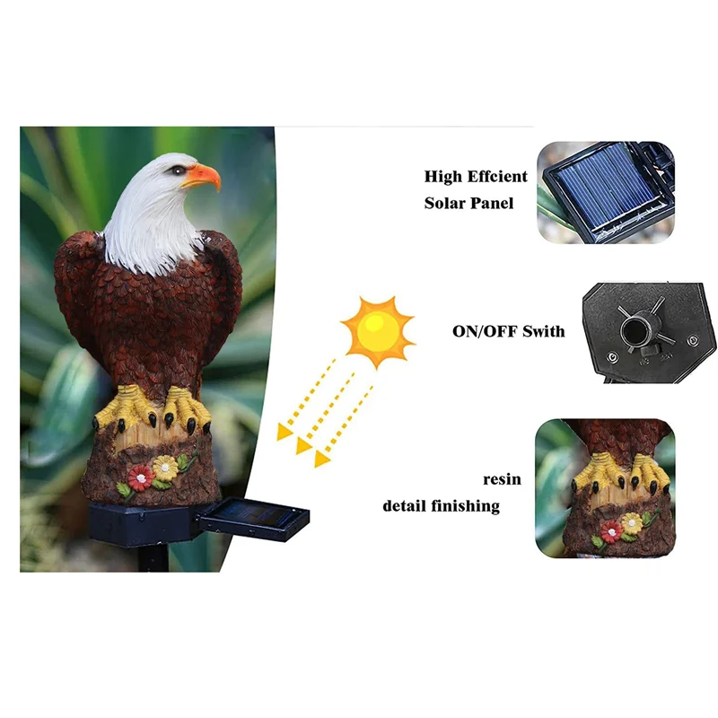 Solaroa | Solar Adler Gartenlampe | LED Deko-Leuchte | Witterungsbeständig