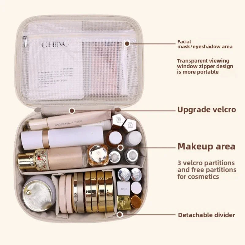 VELINIA Kosmetiktasche Damen | Große Kapazität | Wasserabweisend & Luxuriös | PU-Leder