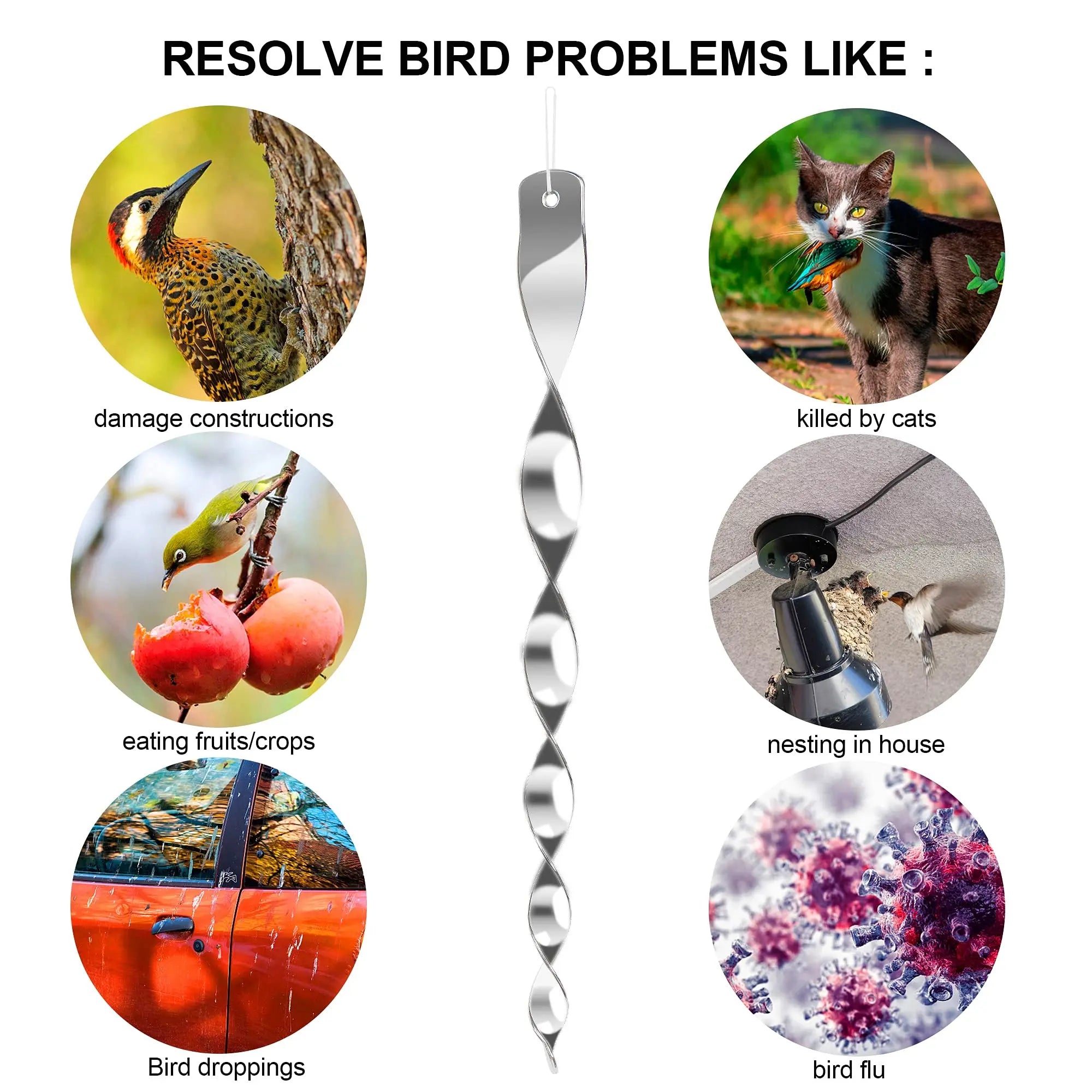 Vogelschreck-Drehstäbe BirdGuard Reflect 12er-Set | 30 cm | Reflektierende Garten-Dekoration | Vertreibt Vögel & schützt Obst, Gemüse & Beete