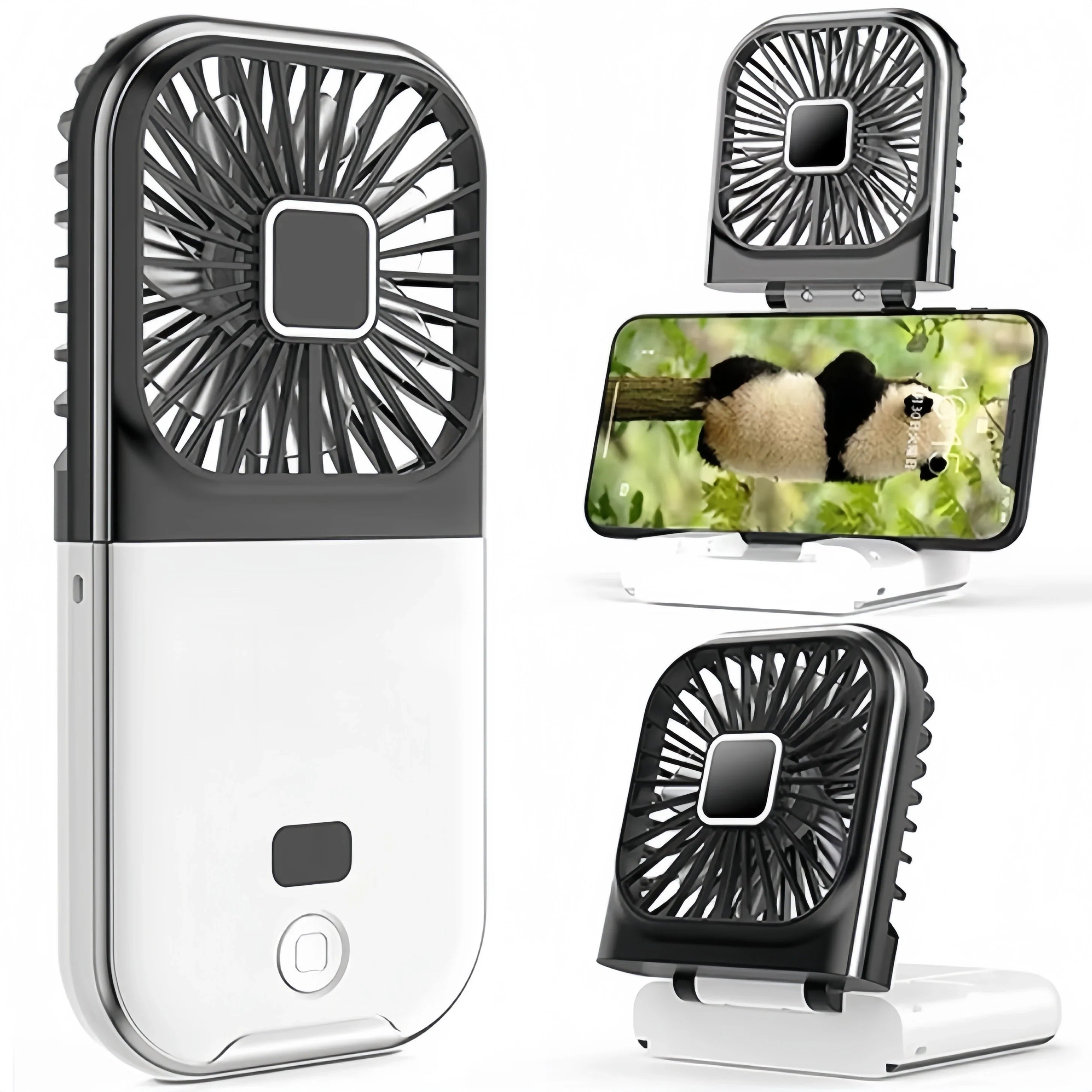 Luftigo Tragbarer USB-Ventilator | Digitalanzeige | Rückwärtslauf & Mehrfach-Windmodi | Kompakt & Wiederaufladbar
