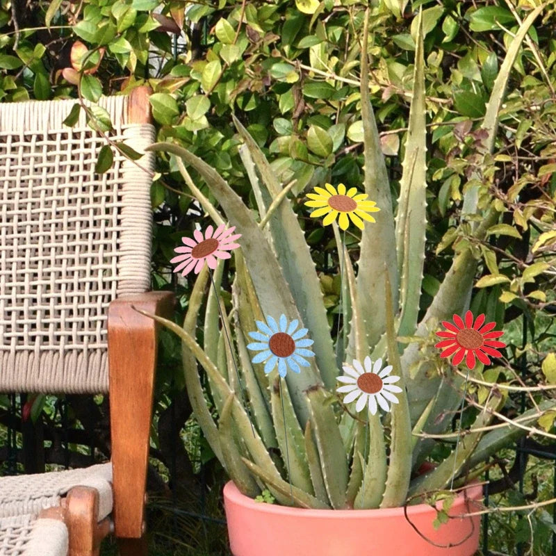 Floravento 5er-Set Sonnenblumen Gartenstecker | Vintage Metall-Deko | Wetterfest & UV-beständig | Für Garten, Balkon & Terrasse