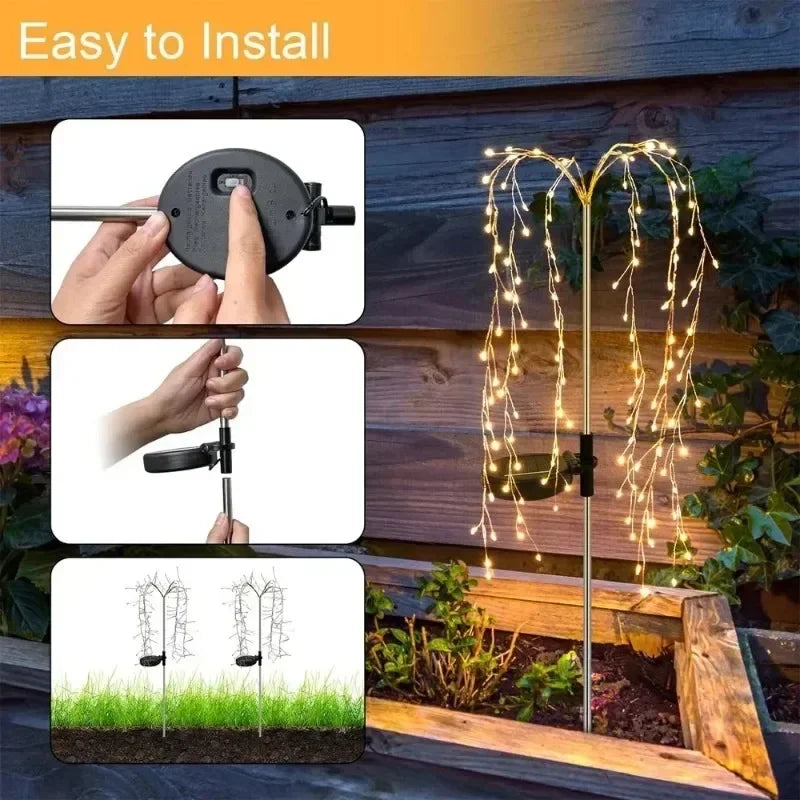 Solarique Solar Lichterkette Außen | 100 LEDs Kupferdraht | 3 Leuchtmodi | IP65 Wasserdicht | Warmweiß & Bunt | Garten & Terrasse