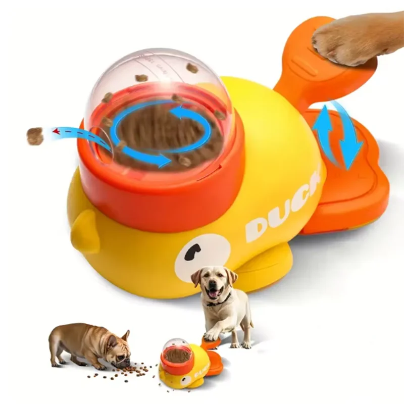 Snackadoo Interaktives Leckerli-Spielzeug Ente | Intelligenter Futterspender für Hunde & Katzen | Trainingsspiel & Slow Feeder