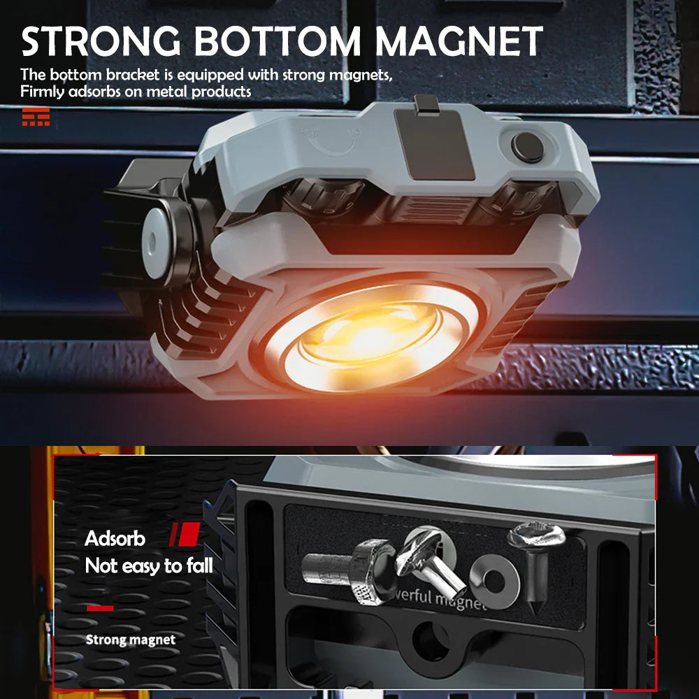 Arbeitsleuchte MagnoBeam Pro | Wiederaufladbar & dimmbar | 1500 lm COB + TG3 Spotlight | Magnetisch & IP66 wasserdicht