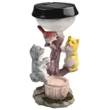 SOLARIA Gartenfigur Tiere | Solar Deko Statue aus Resin | Mit Blumentopf & LED-Licht | 12 × 6 × 6 cm