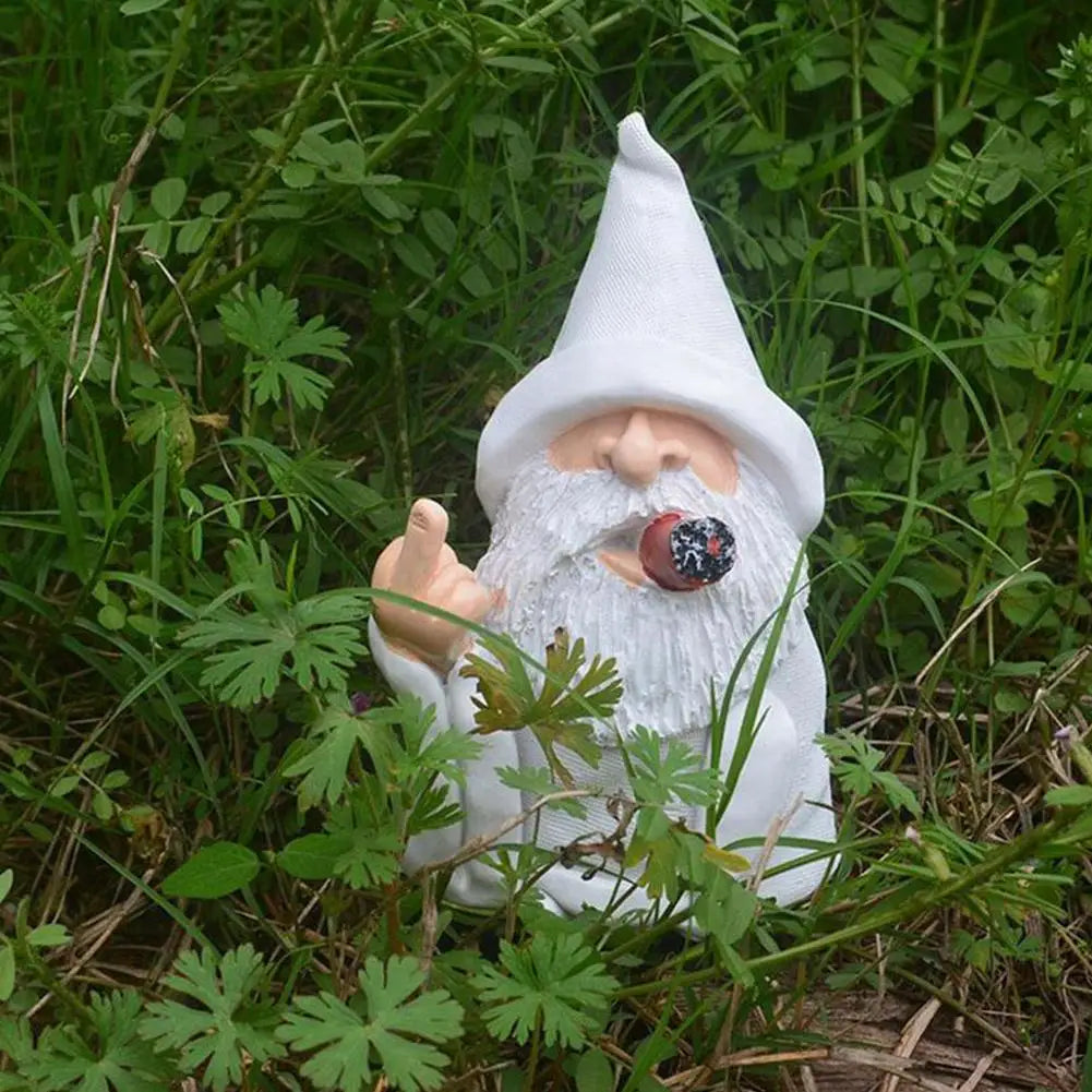 GrumpyBeard | Resinfigur Alter Mann mit weißem Bart | Lustige Gartenzwerg-Alternative | 15 × 10 × 7 cm