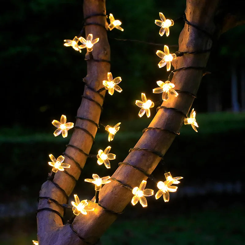 Floriva Solar Lichterkette Außen | Blumen-Design | 8 Modi | IP65 Wasserdicht | Warmweiß & RGB | 5 m / 7 m / 12 m