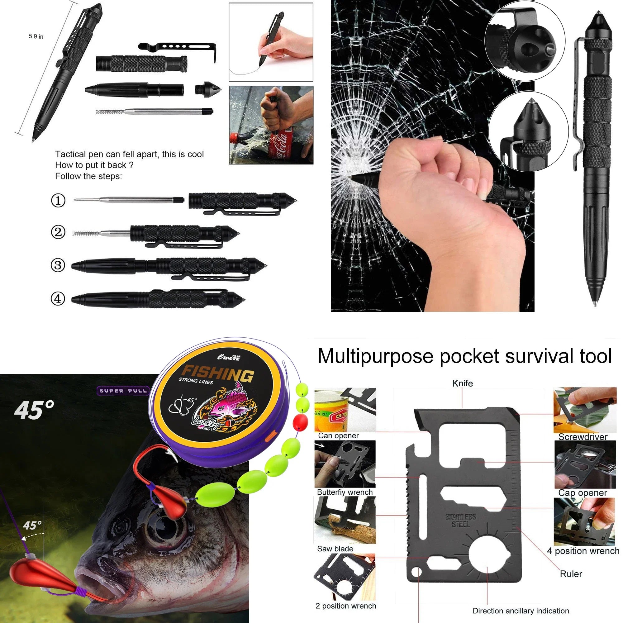 Survivora24 Notfall-Set | 24-teiliges Outdoor Survival Kit mit Erste-Hilfe-Ausrüstung | Für Wandern, Camping, Katastrophenschutz & Abenteuer