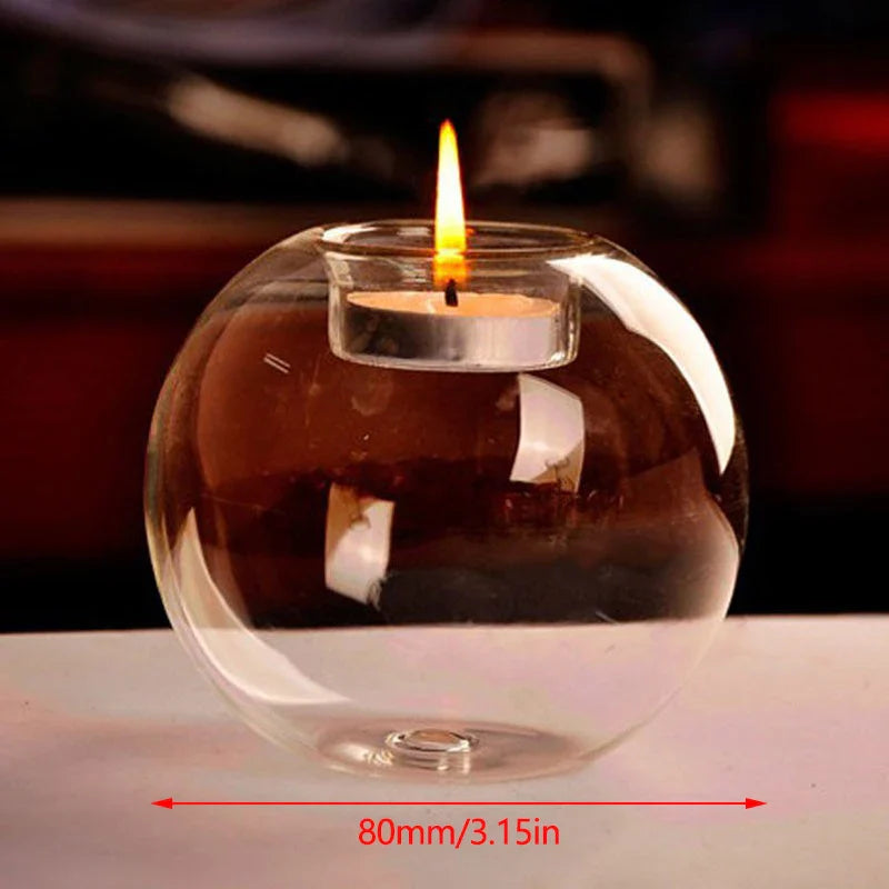 LichtGlas Glas-Teelichthalter Rund | Transparentes Design | Hohles Dekoglas für Wohnzimmer & Hochzeit | 1 Stück