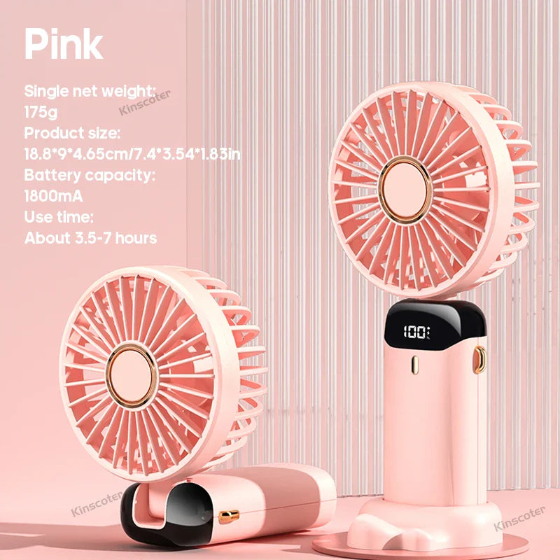 AERIONIQ 3-in-1 Mini-Ventilator | LED-Anzeige | 5 Stufen | Akku mit Powerbank-Funktion | Tragbar & aufstellbar
