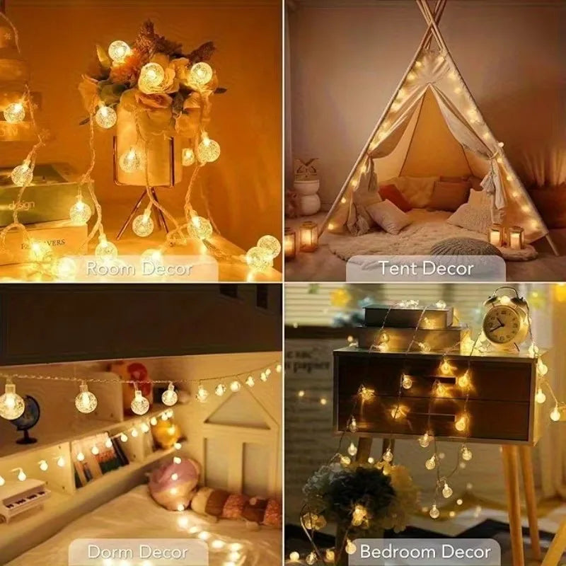 LED-Lichterkette BubbleGlow | Kugelform | 10/20/40 LEDs | USB- & Batteriebetrieb | Warm, Blau oder Bunt | Für Hochzeit & Festdekoration