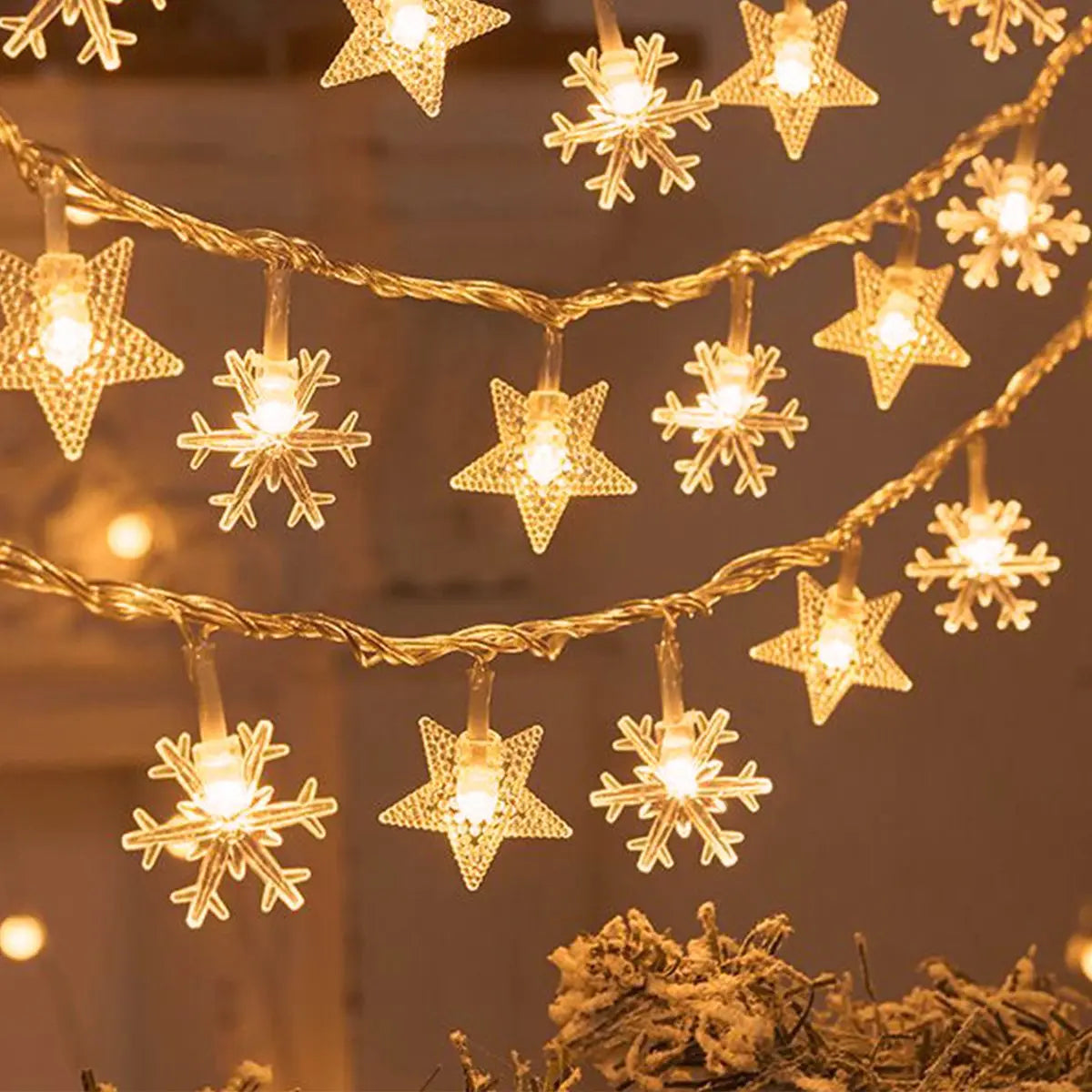 LED Lichterkette FrostGlow | Schneeflocken & Weihnachtsbaum Design | 2025 Weihnachtsdeko | Warmweiß & Bunt | Für Baum & Zuhause