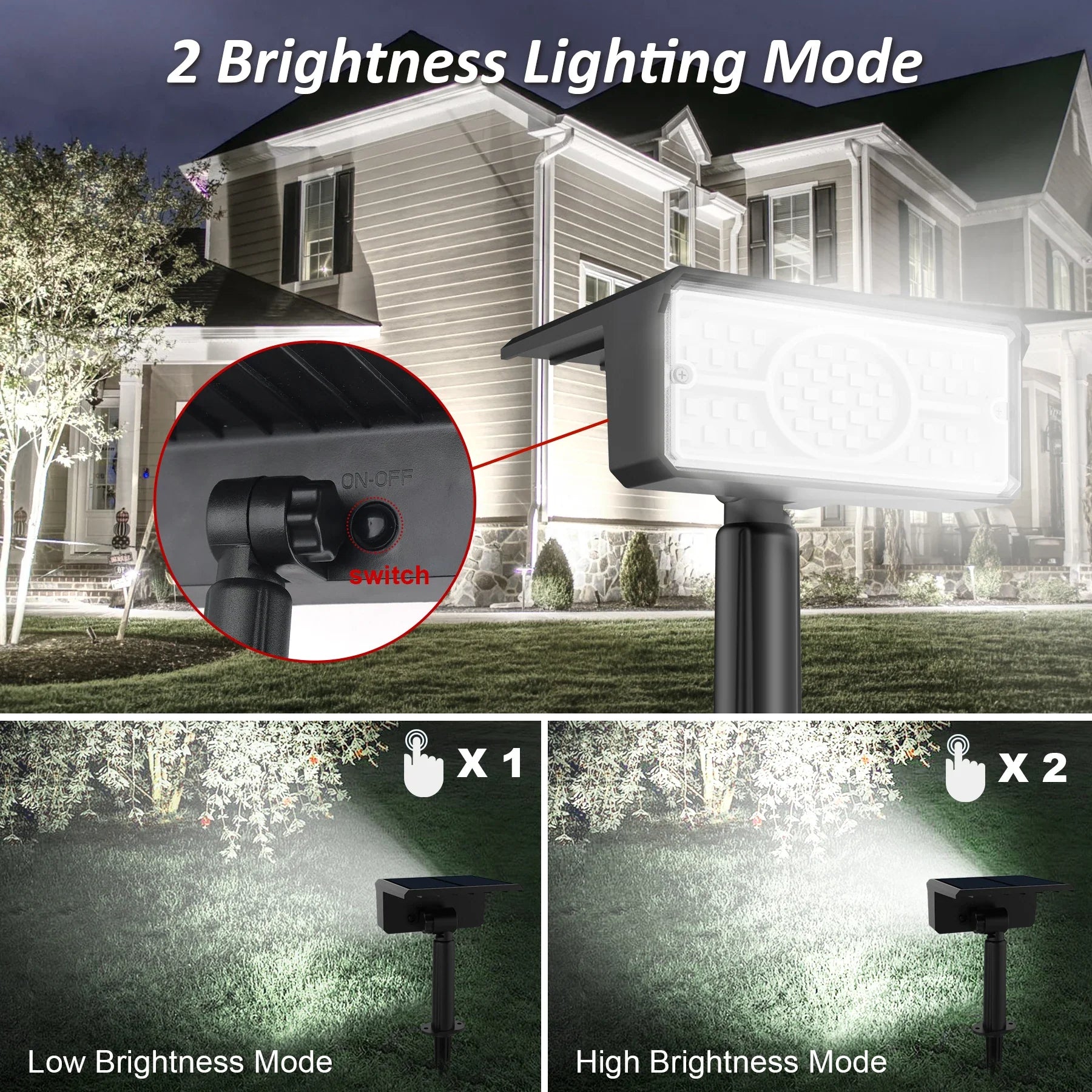 Solara LED Solarstrahler | 4 Lichtfarben | 49 LEDs | IP65 Wasserdicht | Energiesparend mit Solarpanel