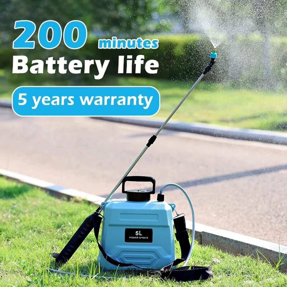 SPRAYMATE Pro Akku-Drucksprüher | 5 L Schulter-Sprühflasche | USB-Aufladung & Verstellbare Düse | Für Garten, Reinigung & Unkrautbekämpfung