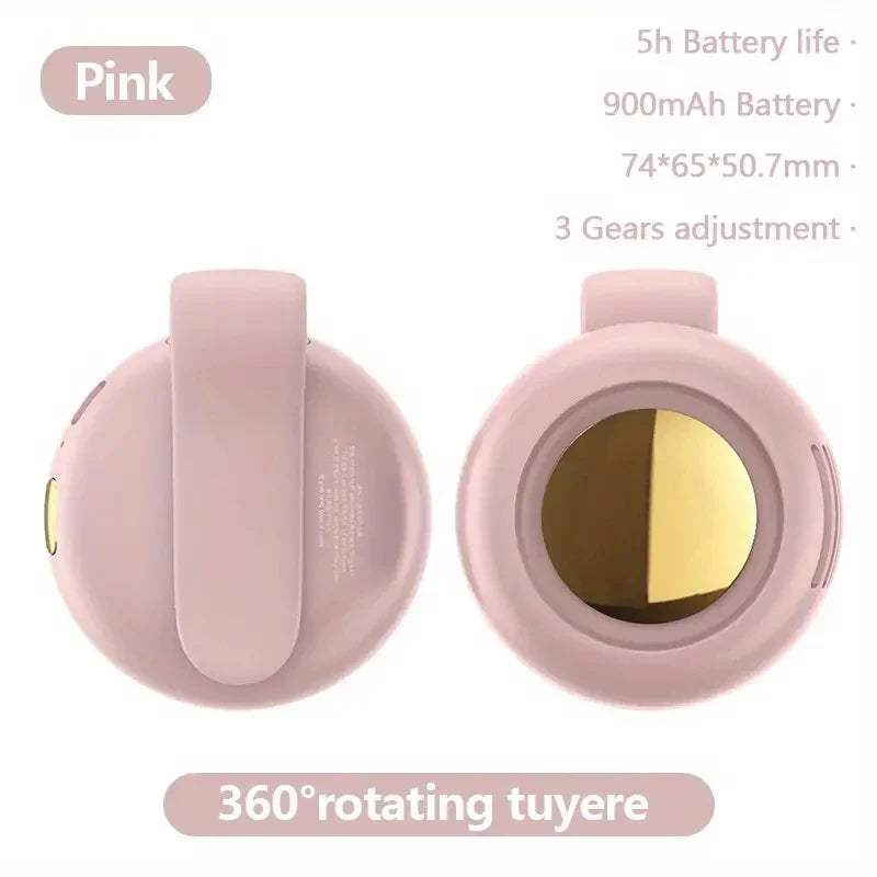 CLIPBREEZE Mini-Ventilator ohne Rotorblätter | Leise & tragbar | Mit Clip, 360° drehbar | USB-C wiederaufladbar | Für Kinder, Reisen & Alltag