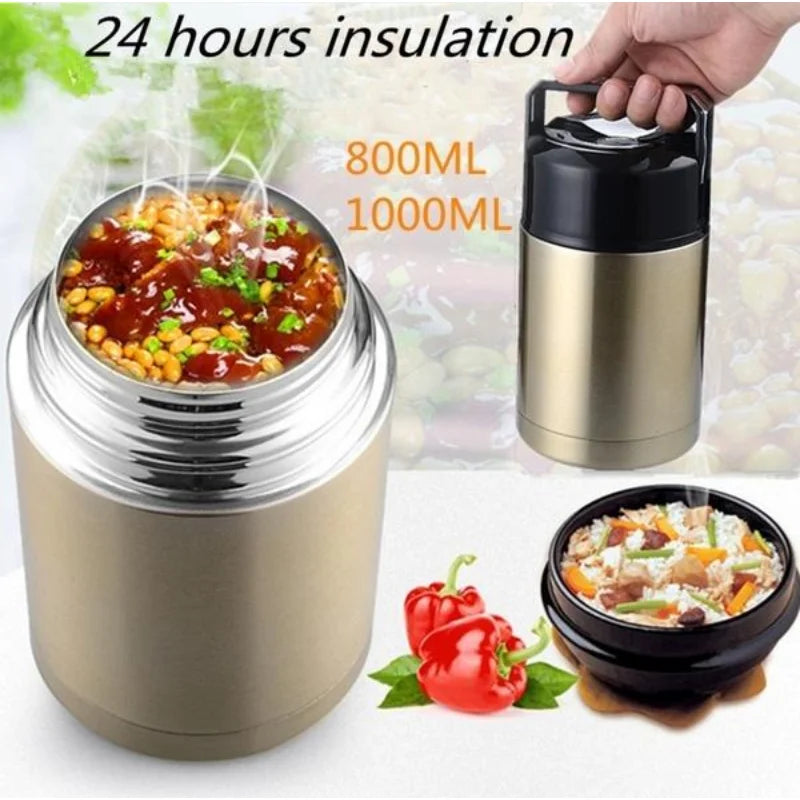 Hotoria Thermo Lunchbox | Thermo Lunchbox | Edelstahl Isolierbehälter | 800 ml / 1000 ml | Warmhalten & Kochen ohne Strom