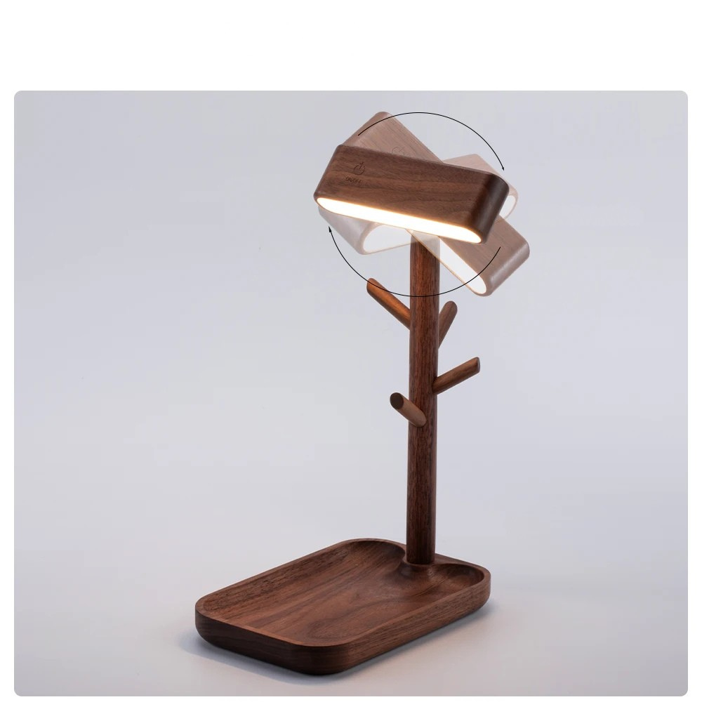 Nachttischlampe Lunara | Mit Ablage & Warmweißem Licht | Bambus & Holz | Modern & Funktional