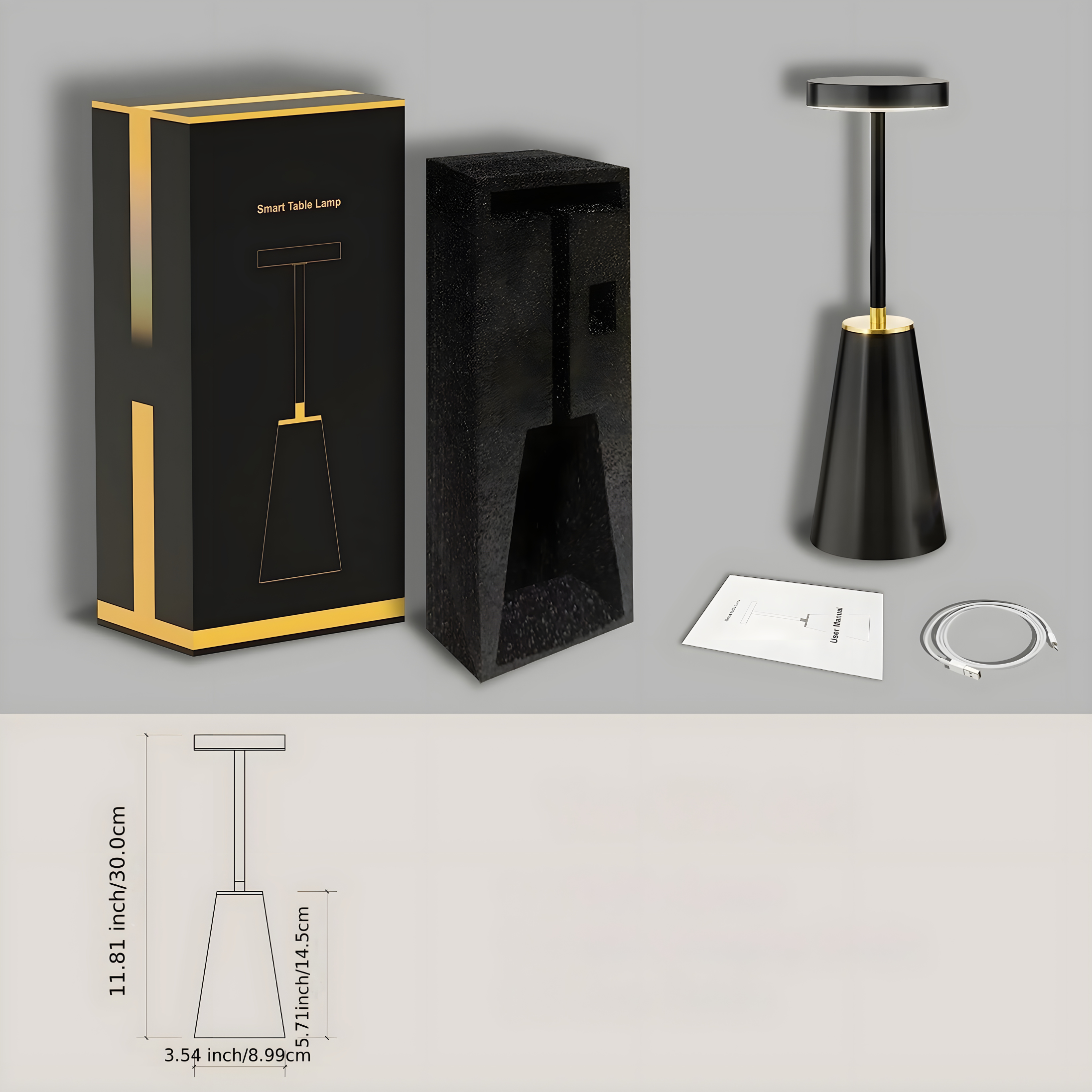 Lumorae Kabellose LED Tischlampe | Touch-Dimmung & USB-Betrieb | Modernes Design | Schwarz oder Weiß