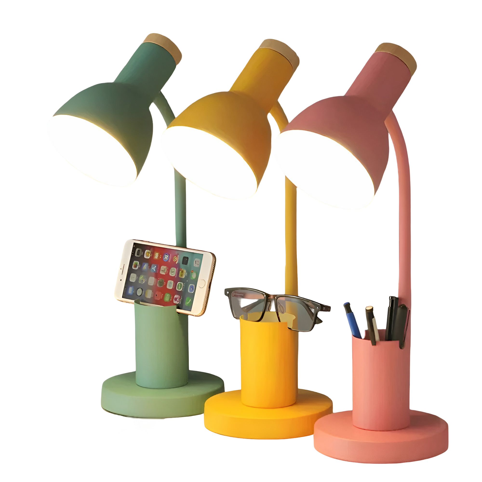 Lumis Desk | LED-Tischlampe mit Stifthalter | 3 Lichtfarben | Eisen & Marmor-Optik