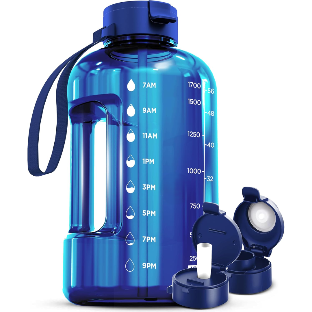 AquaTakt Trinkflasche 2L | Mit Zeitmarkierungen & Trinkhalm | BPA-frei & Auslaufsicher | Für Sport & Alltag