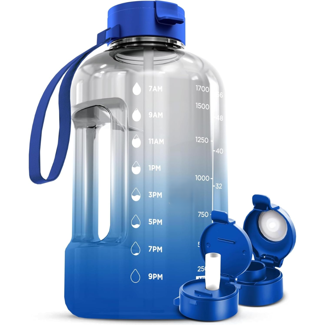 AquaTakt Trinkflasche 2L | Mit Zeitmarkierungen & Trinkhalm | BPA-frei & Auslaufsicher | Für Sport & Alltag