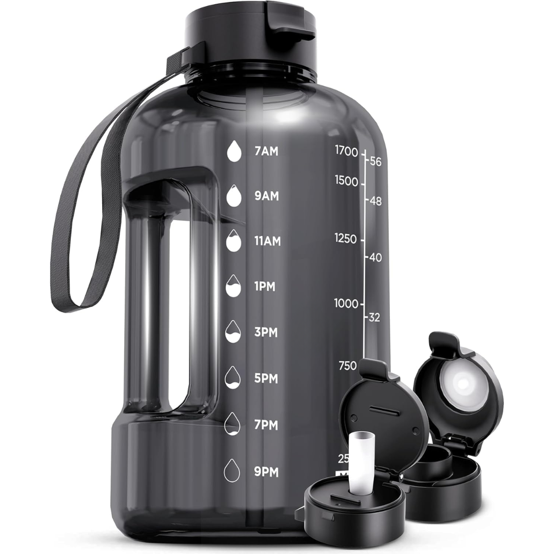 AquaTakt Trinkflasche 2L | Mit Zeitmarkierungen & Trinkhalm | BPA-frei & Auslaufsicher | Für Sport & Alltag