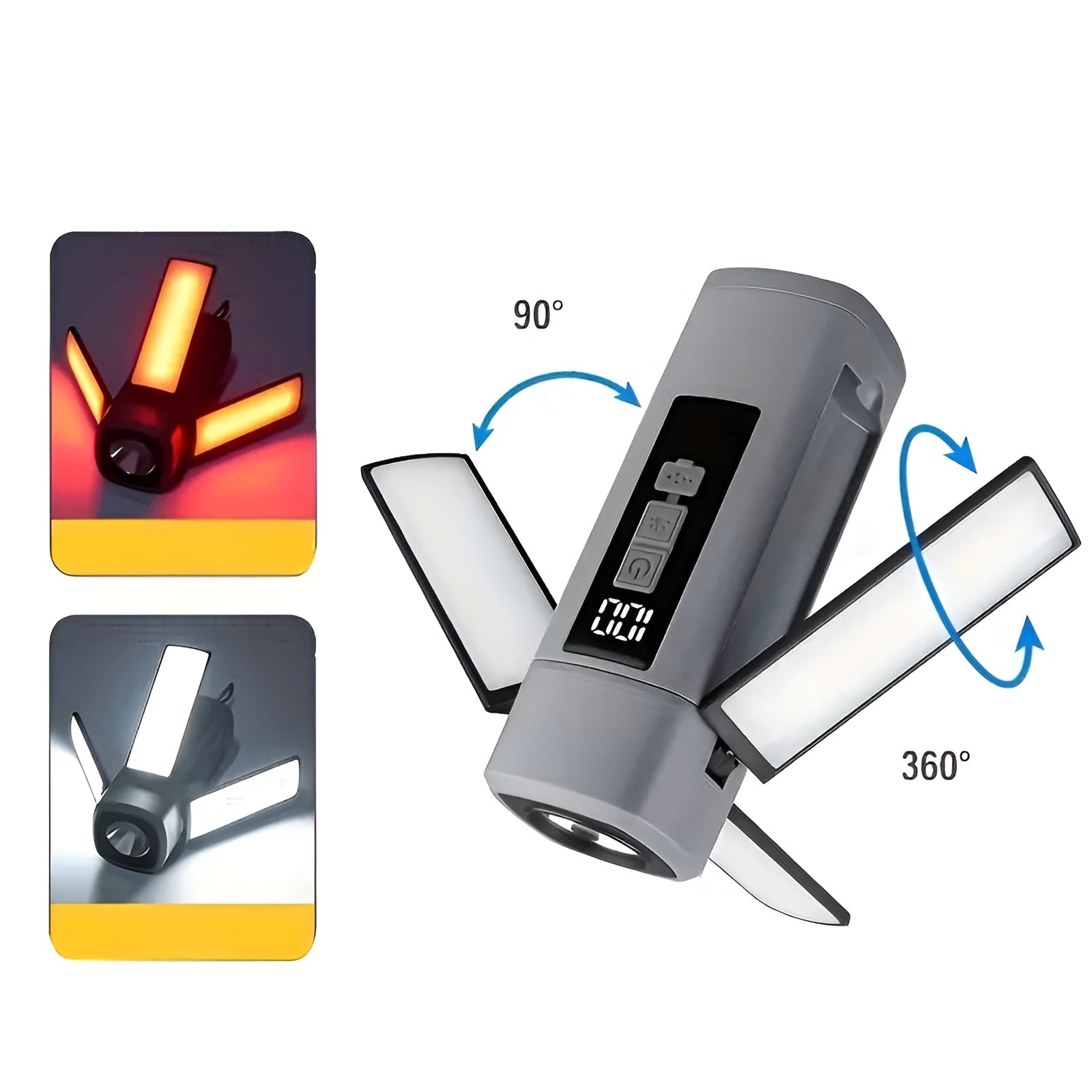 Lixmodo Campinglampe LED | USB-Aufladung & 360° Drehung | Faltbar & Wetterfest | Wiederaufladbar | Kompakt
