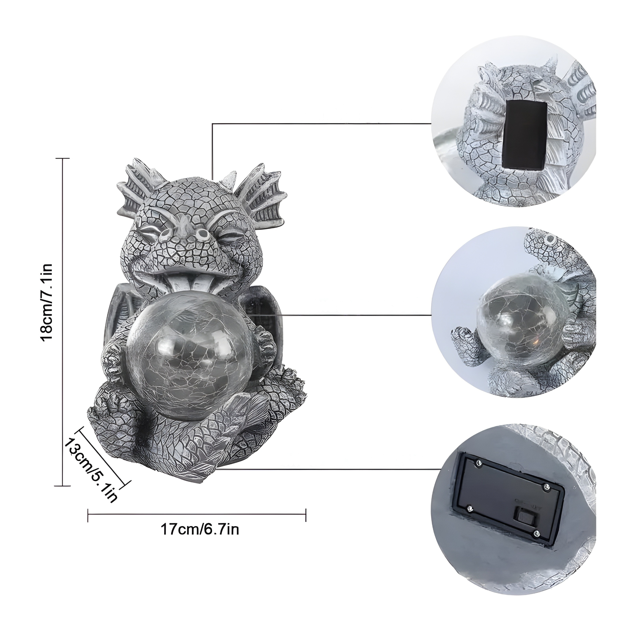 Mytherion Drachen Tischlampe | LED Fantasy-Licht | Detailreiche Skulptur & Handgefertigt | Harz Grau