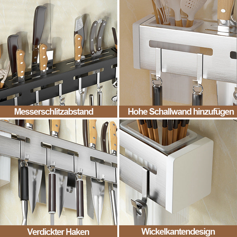 WallBlade - Wandmontierter stanzfreier Messerhalter aus Edelstahl