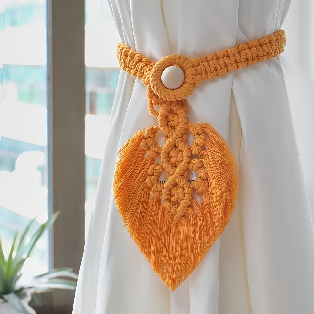 Boho-Gardinenhalter KNOTANA | 2er-Set | Handgeknüpft aus 100 % Baumwolle | 45 cm | Makramé-Stil