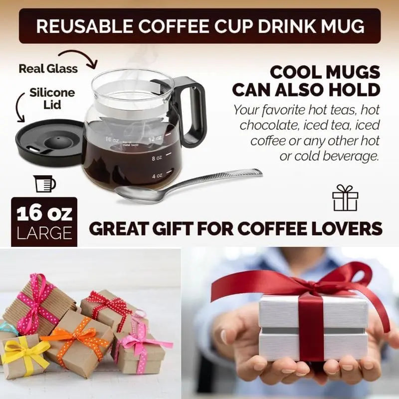 BrewMate – Stilvoller Glasbecher mit Kaffeekannen-Design