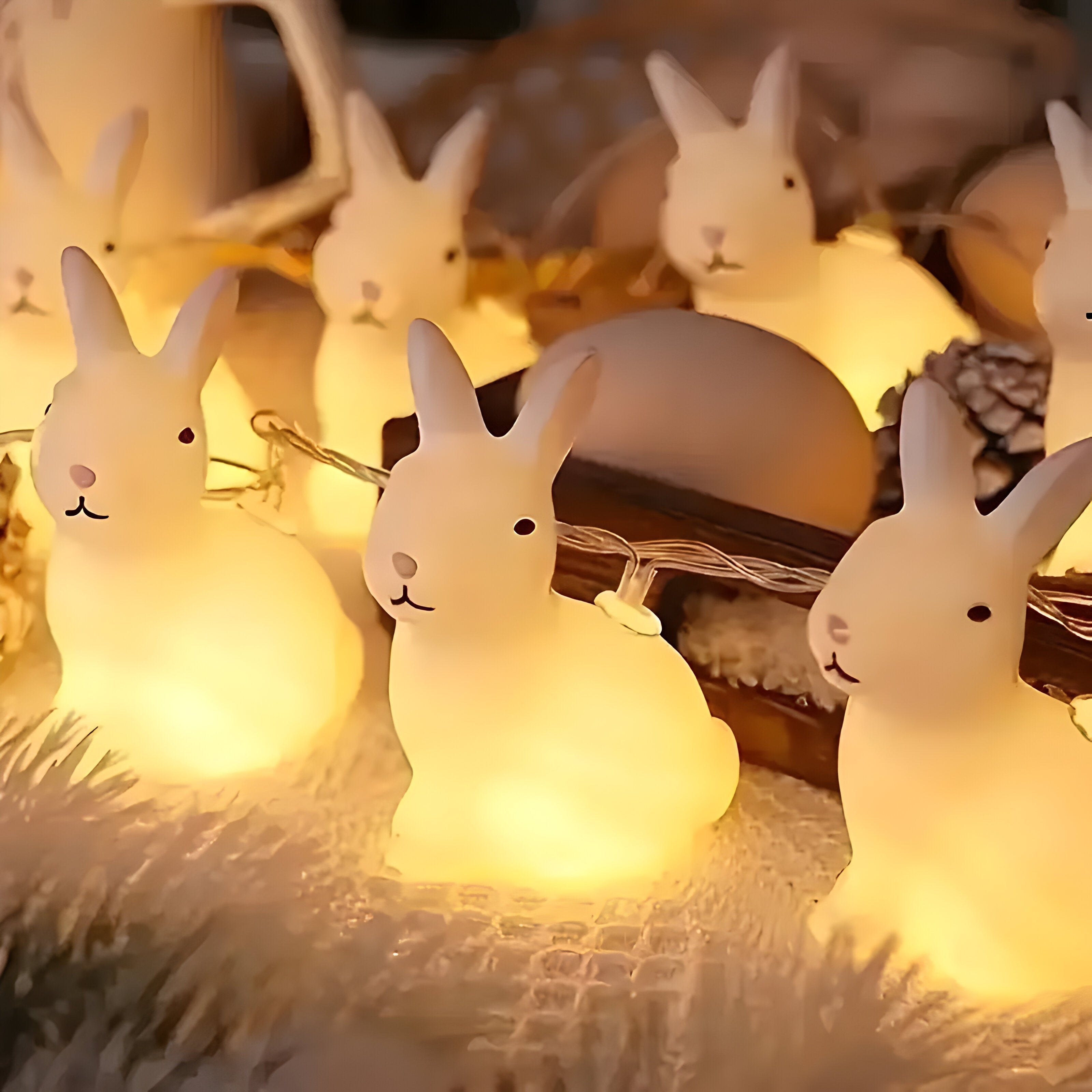 Nostalune LED Hasen-Lichterkette | Vintage Stil | Batteriebetrieben & Kinderfreundlich | Weiß