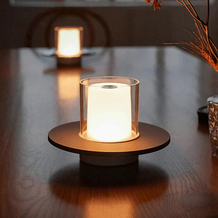 Candilume LED Tischleuchte Induktiv | Modernes Kerzendesign | Ø16×11 cm | ABS, PMMA & Stahl