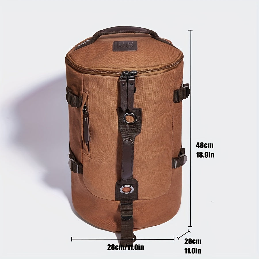 Trekavor Herrenrucksack Canvas | Mit Lederdetails | Viel Stauraum & Reißverschlussfächer | Verstellbare Schulterriemen