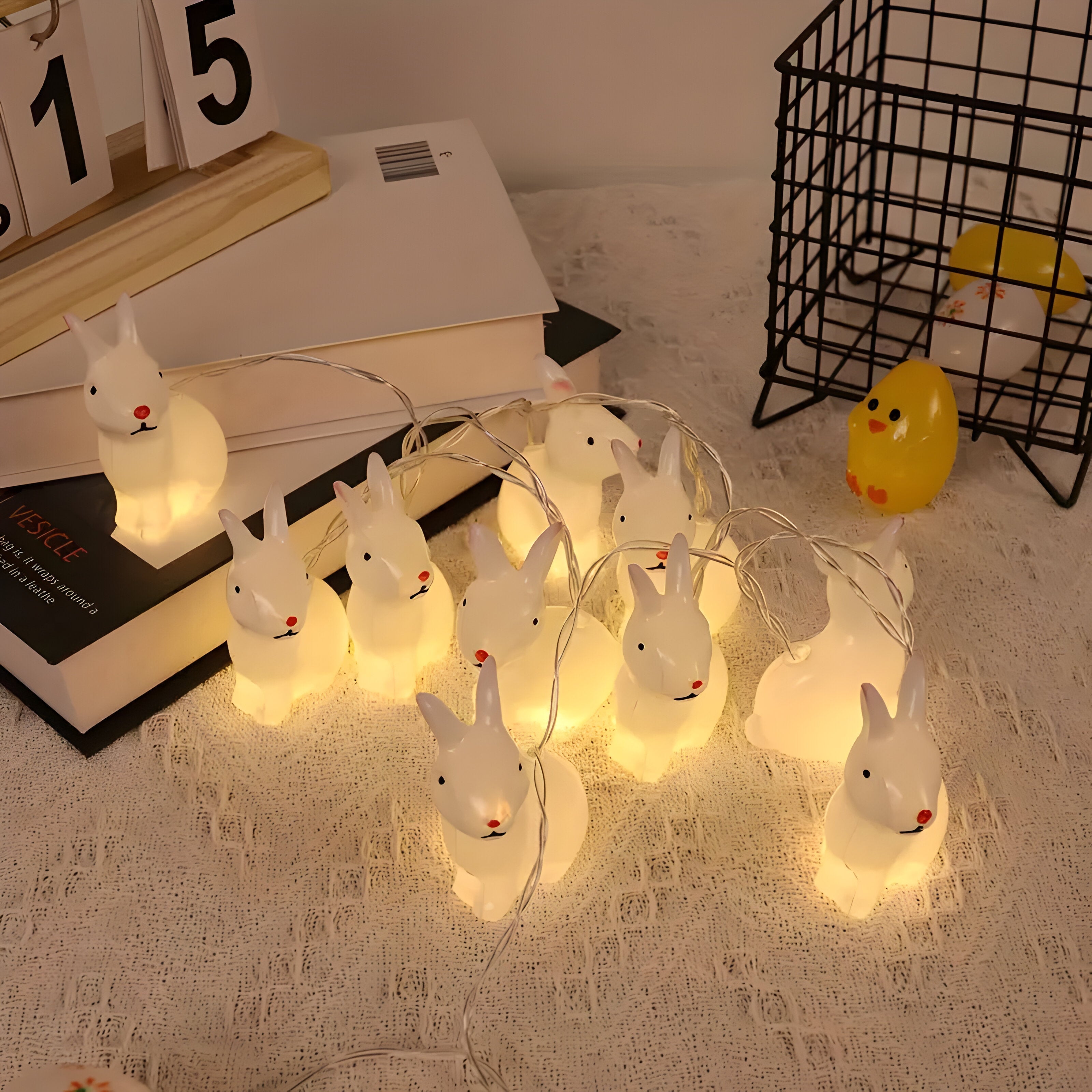 Nostalune LED Hasen-Lichterkette | Vintage Stil | Batteriebetrieben & Kinderfreundlich | Weiß