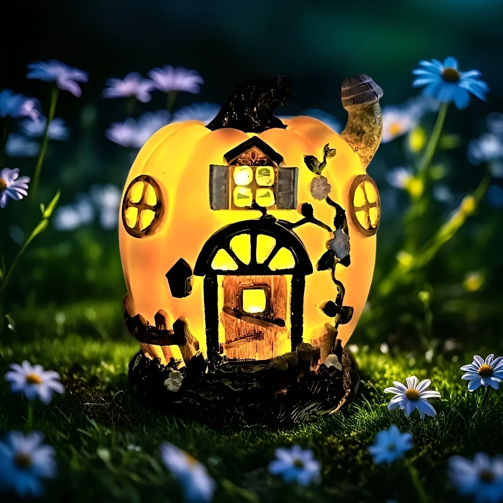 Solar-Kürbishaus Lumipumpa | LED-Gartenleuchte | Wetterfest & Energiesparend | Perfekt für Halloween & Herbstdeko