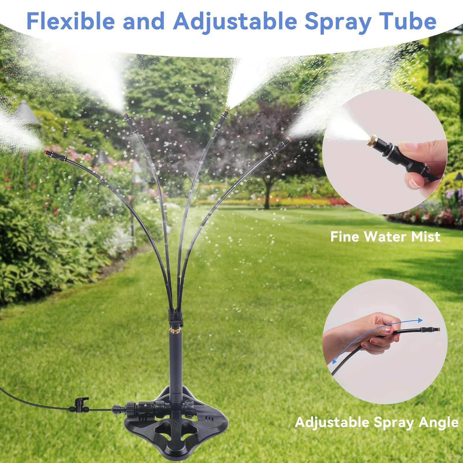 Gartensprühkühler AeroMist Flex7 | 7 Verstellbare Düsenarme | Ohne Strom | Für Terrasse, Pool & Garten