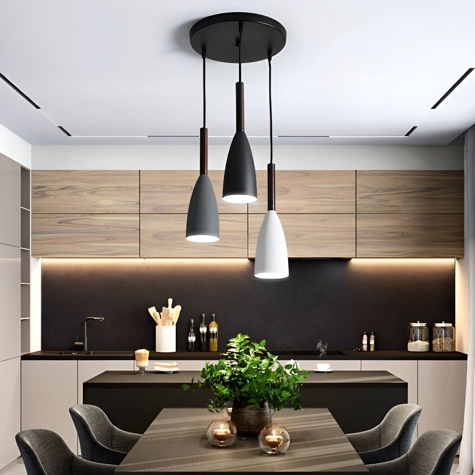 Hängelampe SakuraLume | Japandi Design | Zartes Kirschblütenmotiv | Aluminium & Warmes Licht