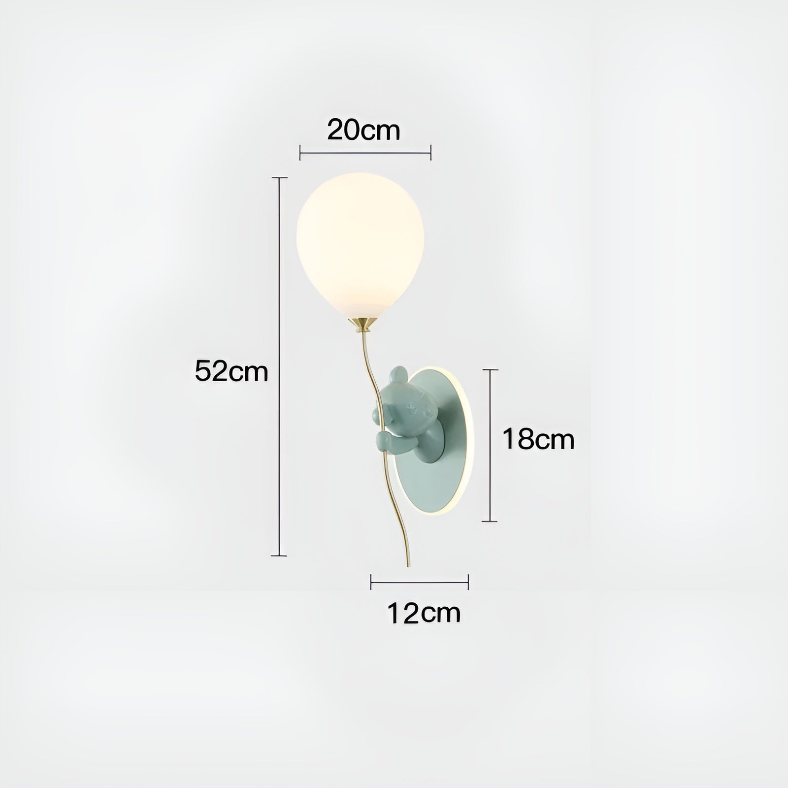 BearBalloon Kinder-Wandleuchte | Niedliches Bären-Design | Sanftes LED-Nachtlicht | Kunstharz