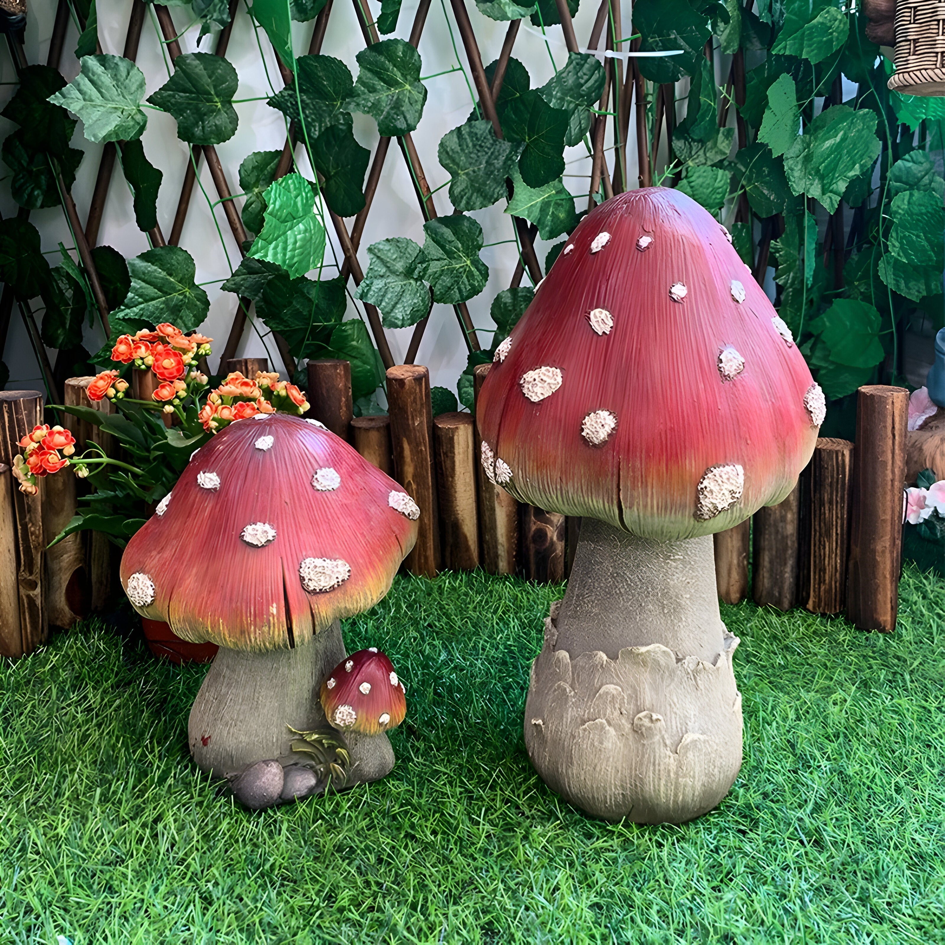 Florimari Pilz Gartendekoration Harz | Wetterfest & Handgefertigt | Natürlicher Look | In Größen S–L erhältlich