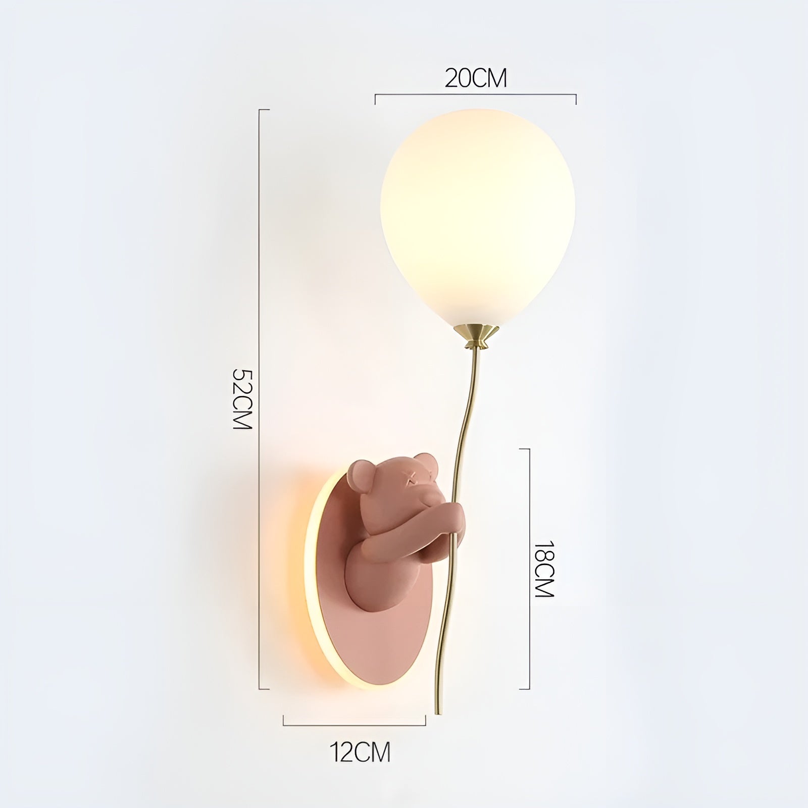 BearBalloon Kinder-Wandleuchte | Niedliches Bären-Design | Sanftes LED-Nachtlicht | Kunstharz