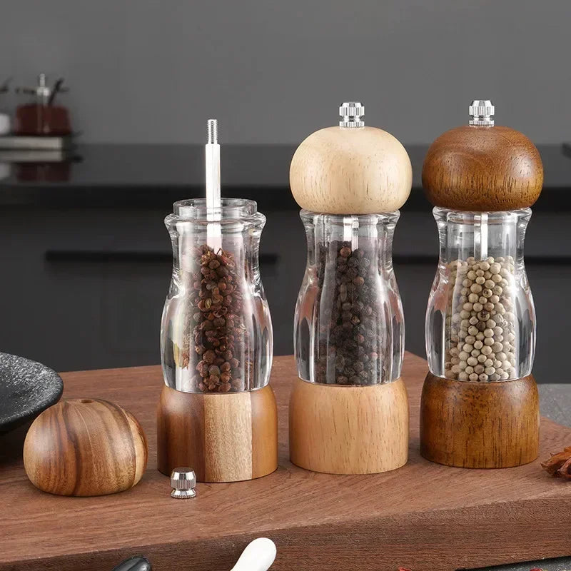 Gewurzia Salz- & Pfeffermühlen Set | Keramikmahlwerk | 16,5 cm Höhe | Natürliches Holzdesign