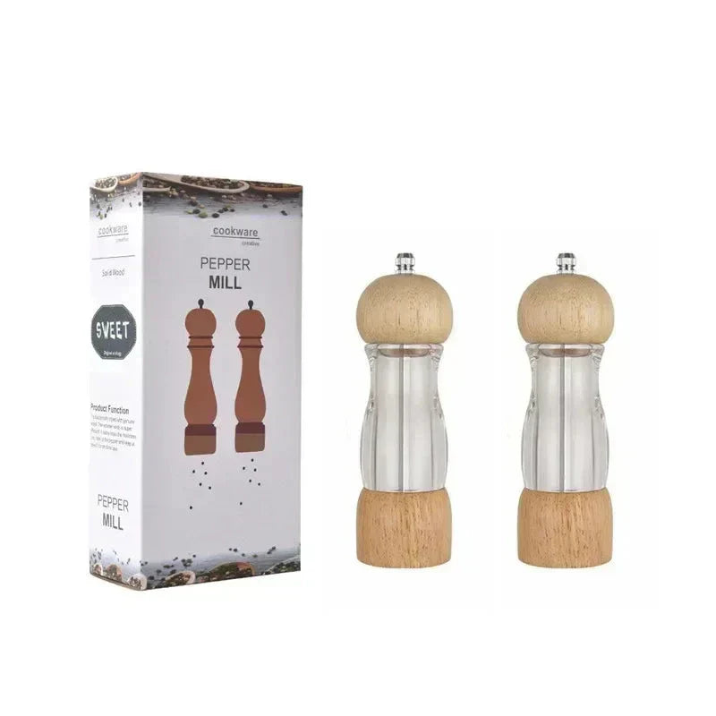 Gewurzia Salz- & Pfeffermühlen Set | Keramikmahlwerk | 16,5 cm Höhe | Natürliches Holzdesign