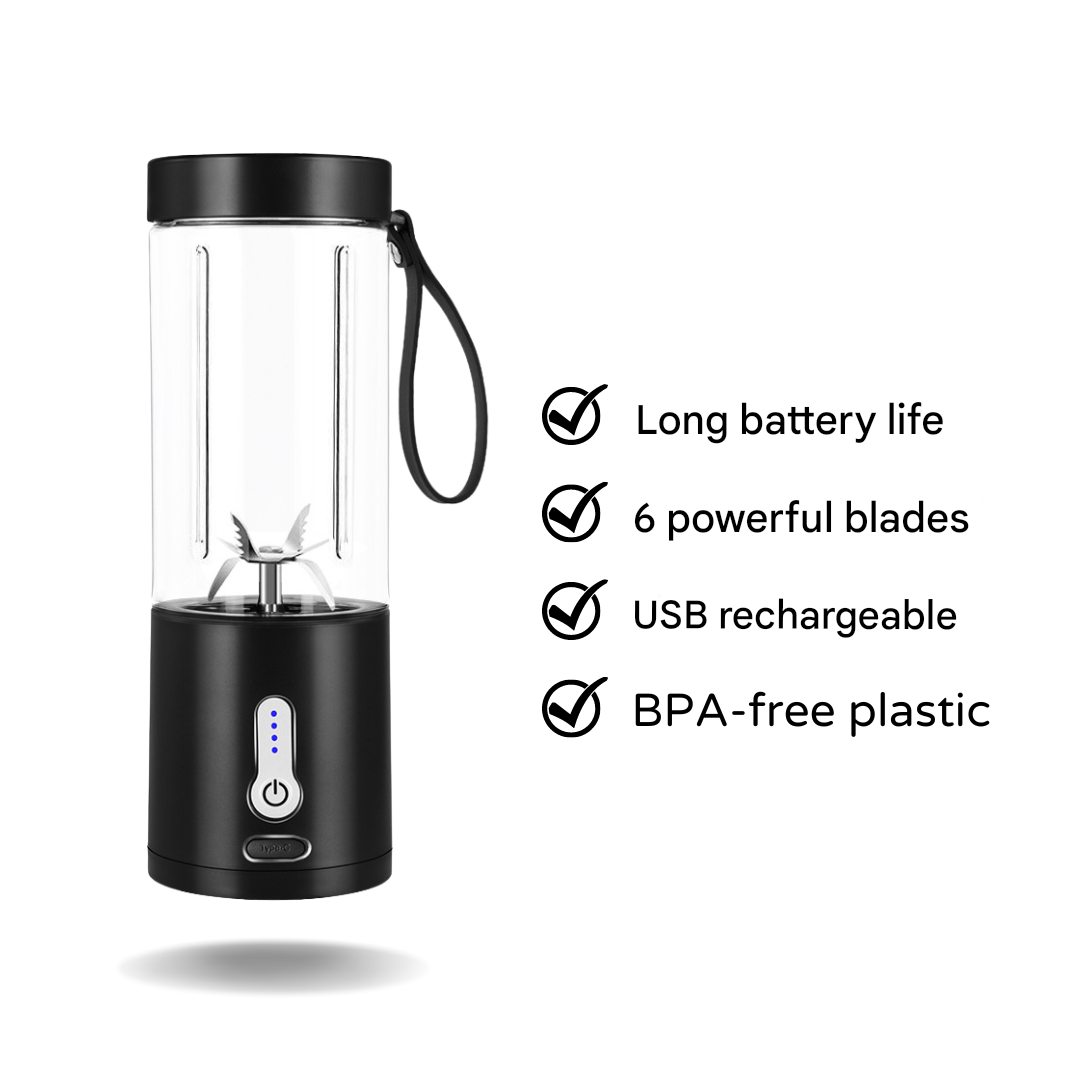 FitMix Go | Tragbarer Smoothie-Maker | 530 ml | USB-Aufladung & 6 Edelstahlklingen