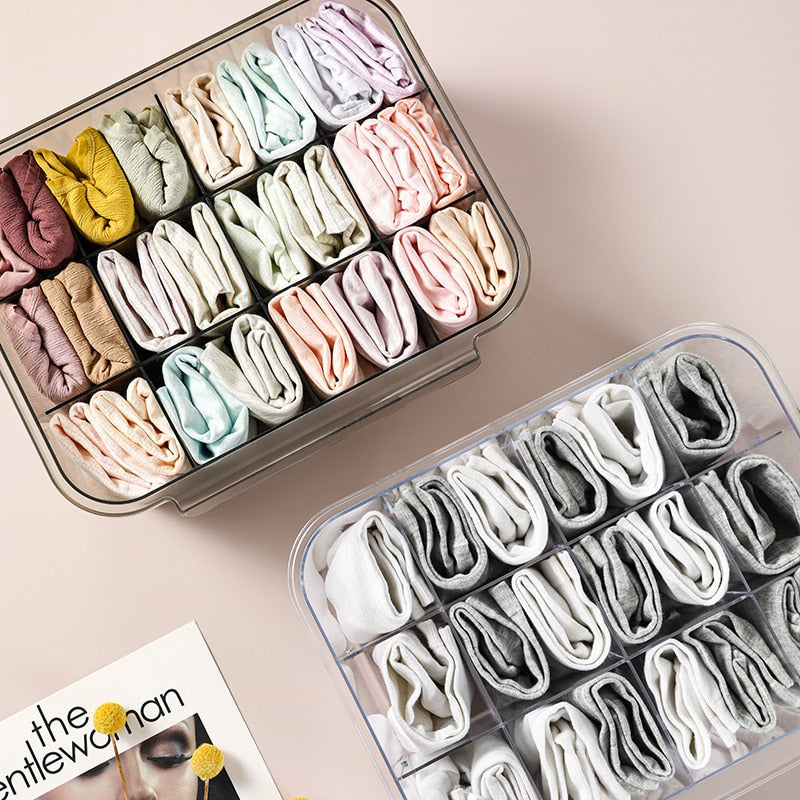 ClarityCase Transparente Aufbewahrungsbox | Platzsparend & Stapelbar | Für Unterwäsche, Socken & Accessoires