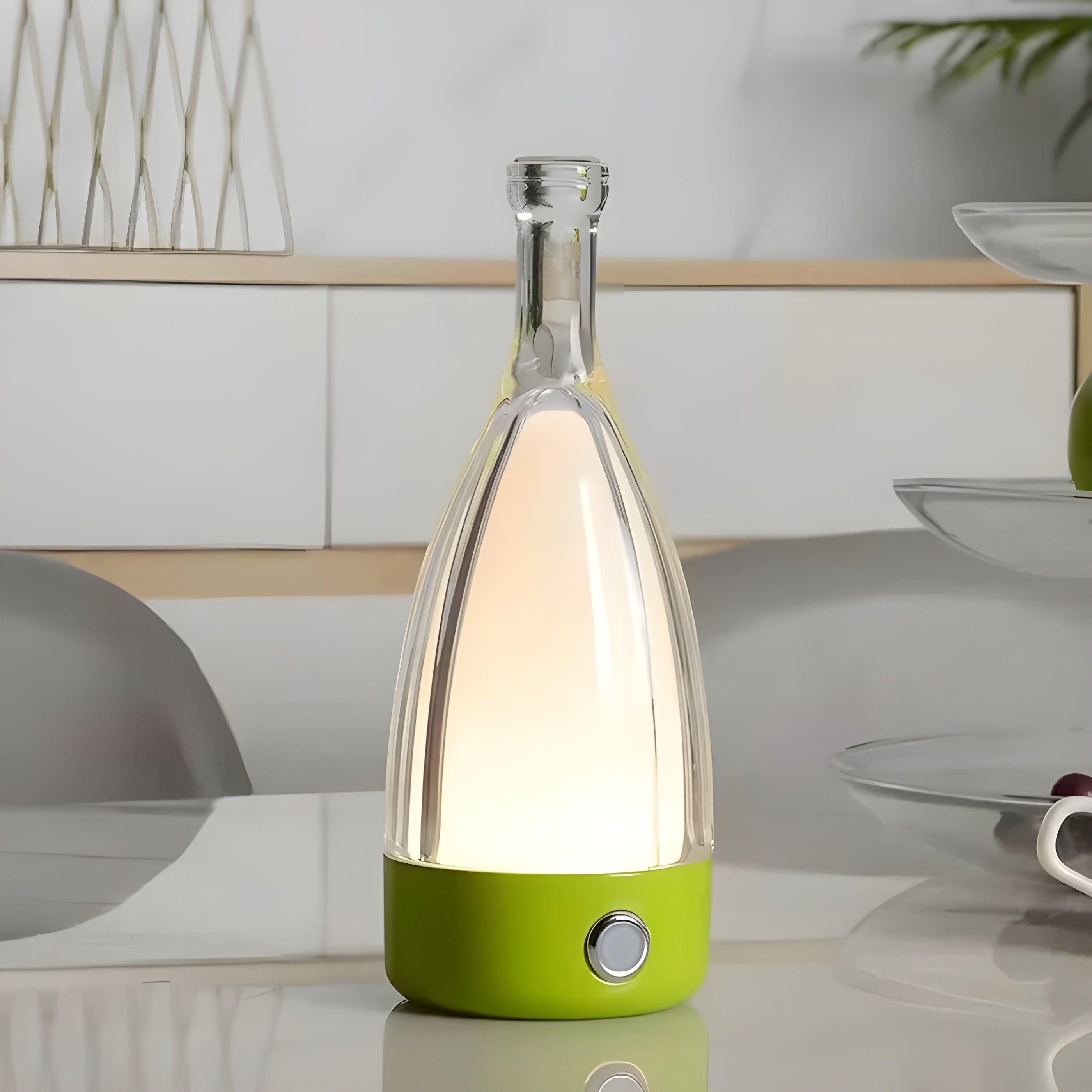 Vinalume LED Tischlampe Weinflaschen-Design | Wiederaufladbar & Kabellos | Warmweiß 3500K | Touch-Steuerung
